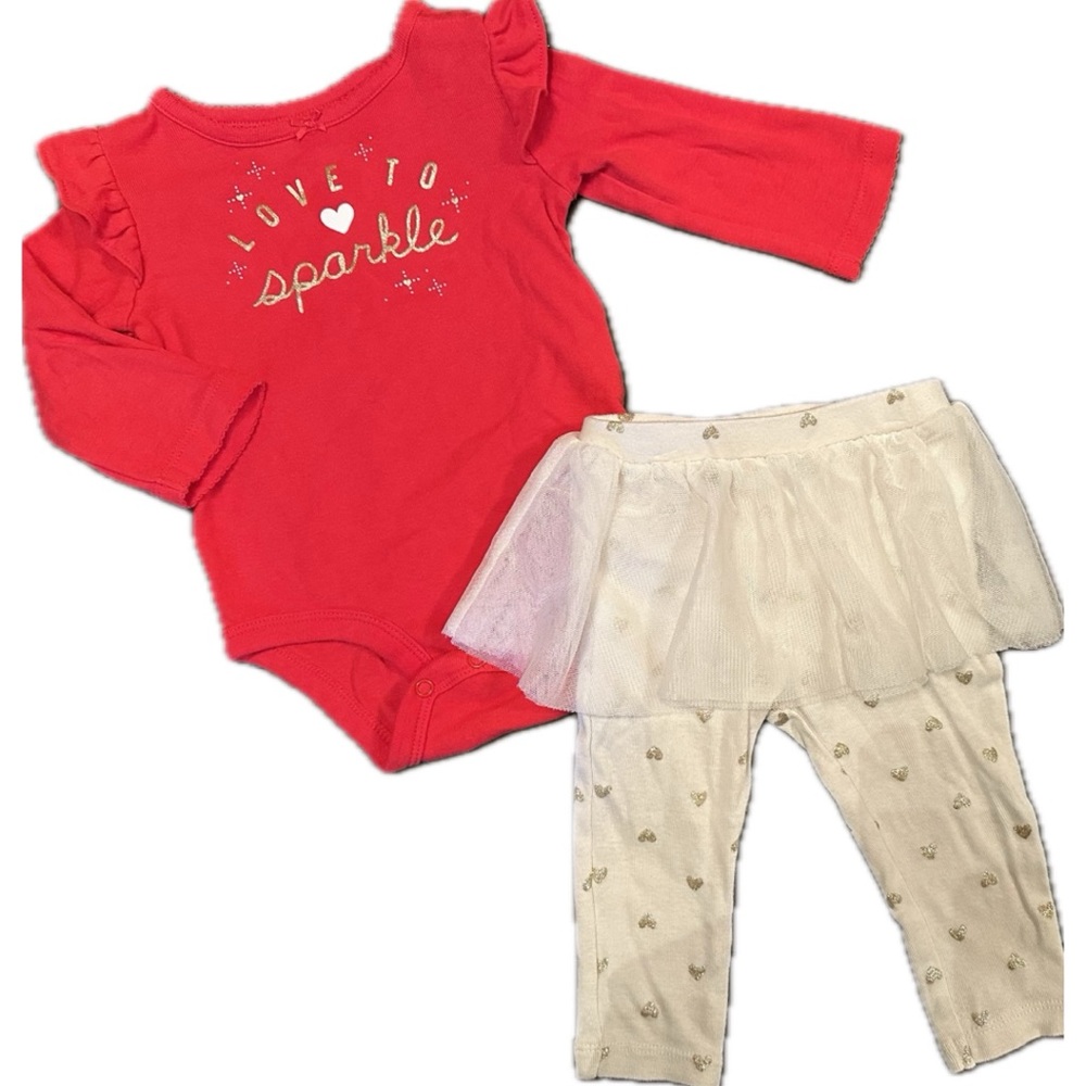 Carter’s Tutu Leggings and Bodysuit Set ‘Love to Sparkle’ Baby Girls 9mos